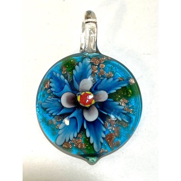 Dichroic Glass Blue Flower Glass - Picture 1 of 7